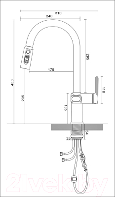 Смеситель Esko K15B LED (черный)