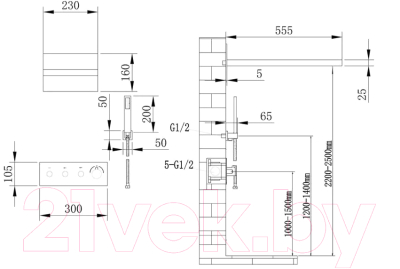 Душевая система со смесителем Abber Rund AF8752