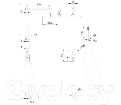 Душевая система со смесителем Abber Wasser Kreis AF8117