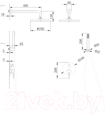 Душевая система со смесителем Abber Wasser Kreis AF8118RG