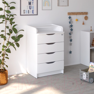 Комод пеленальный Атон Сириус Wood 604 ПВХ (белый аляска)