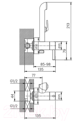 Гигиенический душ со смесителем Milardo 001SBR0M08