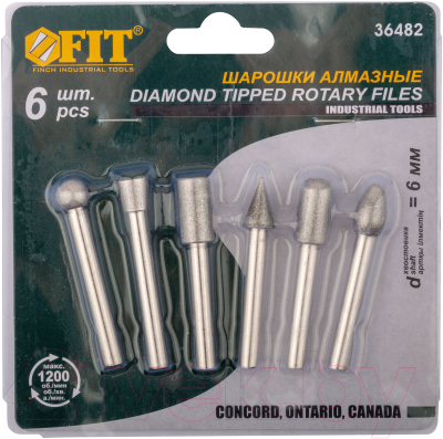 Набор борфрез FIT Усиленная сталь с алмазным напылением / 36482