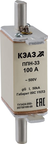 Предохранитель плавкий низковольтный КЭАЗ ППН-33-X3-00С-63А-УХЛ3 / 111369 - фото