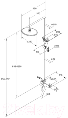 Душевая система со смесителем Milardo Stripe STRSB1FM06