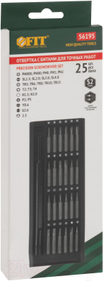 Отвертка FIT С битами для точных работ / 56195