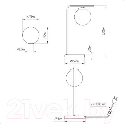 Прикроватная лампа Элетех Лоу ННБ 63-60-004 / 1005405131