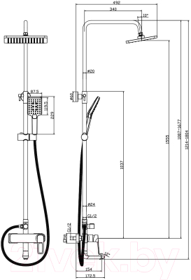 Душевая система со смесителем Rossinka Silvermix RS46-46