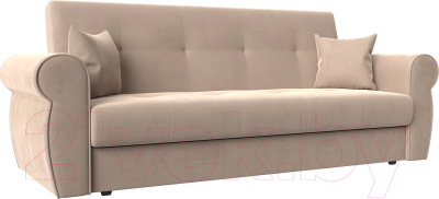 Диван Лига Диванов Лига-019 / 118333 (велюр бежевый/подушки бежевый) - фото