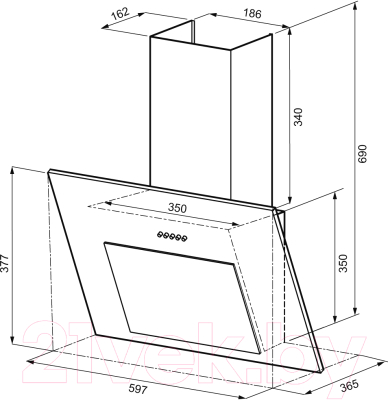 Вытяжка наклонная Krona Vierkant 600 PB / КА-00005791