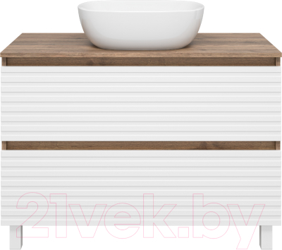 Тумба под умывальник Brevita Dakota 100 / DAK-07100-19/01-2Я (белый/темное дерево) - фото