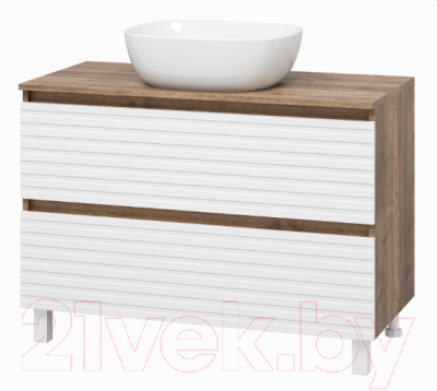 Тумба под умывальник Brevita Dakota 100 / DAK-07100-19/01-2Я (белый/темное дерево)