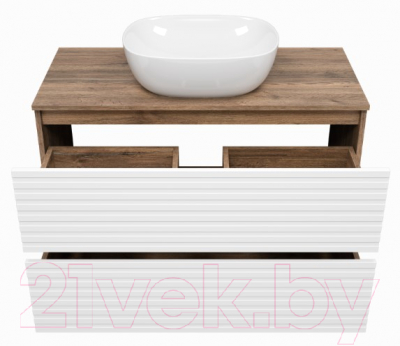 Тумба под умывальник Brevita Dakota 100 / DAK-07100-19/01-2Я (белый/темное дерево)