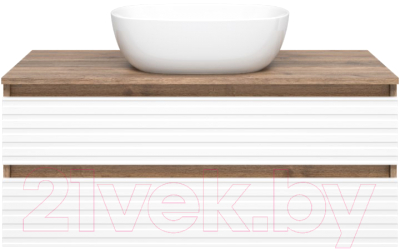 Тумба под умывальник Brevita Dakota 100 / DAK-09100-19/01-2Я (белый/темное дерево) - фото