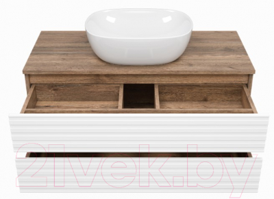 Тумба под умывальник Brevita Dakota 100 / DAK-09100-19/01-2Я (белый/темное дерево)