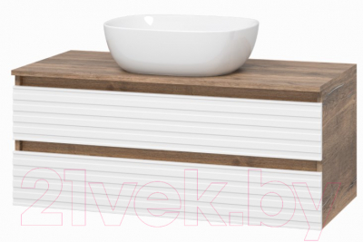 Тумба под умывальник Brevita Dakota 100 / DAK-09100-19/01-2Я (белый/темное дерево)