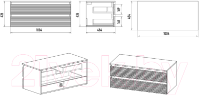 Тумба под умывальник Brevita Dakota 100 / DAK-09100-19/01-2Я (белый/темное дерево)
