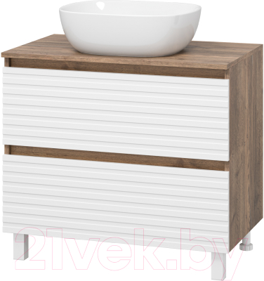 Тумба под умывальник Brevita Dakota 70 / DAK-07070-19/01-2Я (белый/темное дерево) - фото