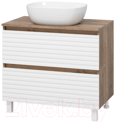 Тумба под умывальник Brevita Dakota 80 / DAK-07080-19/01-2Я (белый/темное дерево) - фото