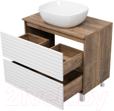 Тумба под умывальник Brevita Dakota 80 / DAK-07080-19/01-2Я (белый/темное дерево)