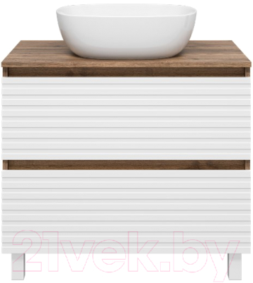 Тумба под умывальник Brevita Dakota 80 / DAK-07080-19/01-2Я (белый/темное дерево)