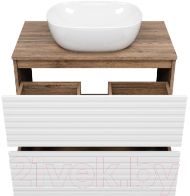 Тумба под умывальник Brevita Dakota 80 / DAK-07080-19/01-2Я (белый/темное дерево)