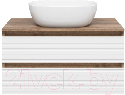 Тумба под умывальник Brevita Dakota 80 / DAK-09080-19/01-2Я (белый/темное дерево)