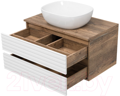 Тумба под умывальник Brevita Dakota 80 / DAK-09080-19/01-2Я (белый/темное дерево)