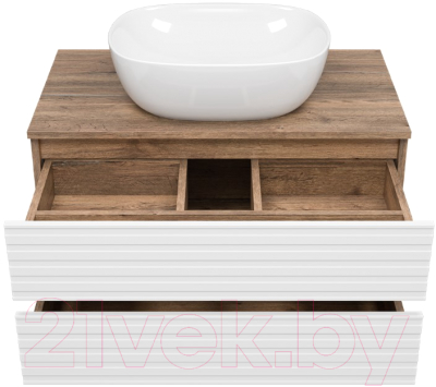 Тумба под умывальник Brevita Dakota 80 / DAK-09080-19/01-2Я (белый/темное дерево)