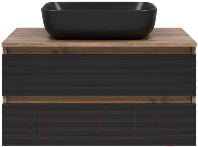 Тумба под умывальник Brevita Dakota 80 / DAK-09080-19/02-2Я (черный/темное дерево)