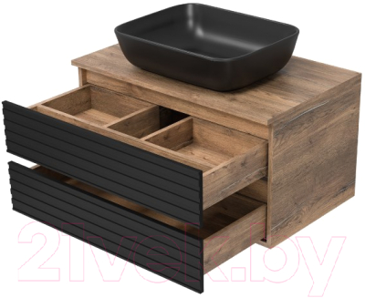 Тумба под умывальник Brevita Dakota 80 / DAK-09080-19/02-2Я (черный/темное дерево)