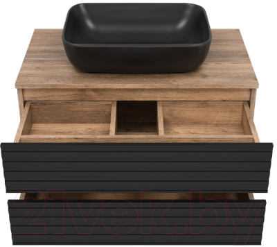 Тумба под умывальник Brevita Dakota 80 / DAK-09080-19/02-2Я (черный/темное дерево)