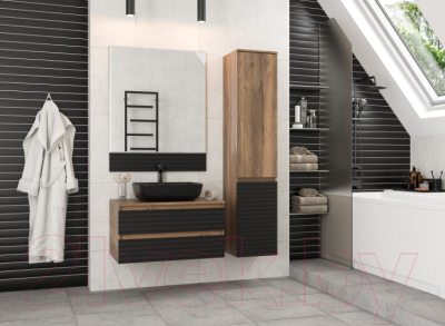 Тумба под умывальник Brevita Dakota 80 / DAK-09080-19/02-2Я (черный/темное дерево)