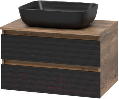 Тумба под умывальник Brevita Dakota 70 / DAK-09070-19/02-2Я (черный/темное дерево) - фото