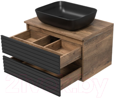 Тумба под умывальник Brevita Dakota 70 / DAK-09070-19/02-2Я (черный/темное дерево)