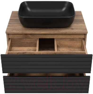 Тумба под умывальник Brevita Dakota 70 / DAK-09070-19/02-2Я (черный/темное дерево)