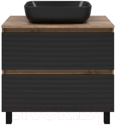 Тумба под умывальник Brevita Dakota 60 / DAK-07060-19/02-2Я (черный/темное дерево)