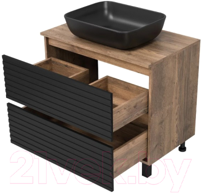 Тумба под умывальник Brevita Dakota 60 / DAK-07060-19/02-2Я (черный/темное дерево)