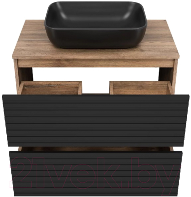 Тумба под умывальник Brevita Dakota 60 / DAK-07060-19/02-2Я (черный/темное дерево)