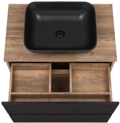 Тумба под умывальник Brevita Dakota 60 / DAK-07060-19/02-2Я (черный/темное дерево)
