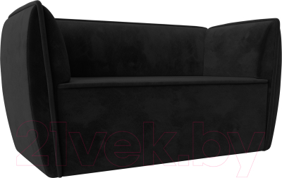 Диван Лига Диванов Бергамо 2-х местный / 112043 (велюр черный) - фото