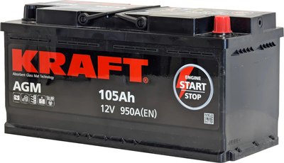 Автомобильный аккумулятор KrafT AGM 105 R / AGM-L6 - фото
