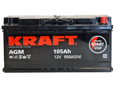 Автомобильный аккумулятор KrafT AGM 105 R / AGM-L6