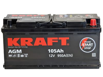 Автомобильный аккумулятор KrafT AGM 105 R / AGM-L6