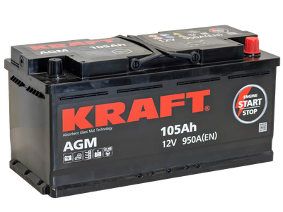 Автомобильный аккумулятор KrafT AGM 105 R / AGM-L6