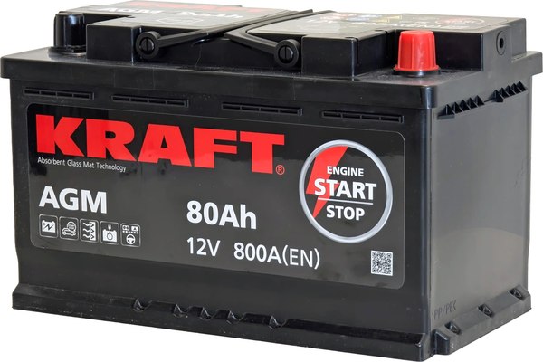 Автомобильный аккумулятор KrafT AGM 80 R / AGM-L4 - фото