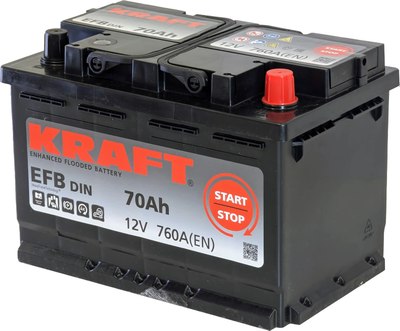 Автомобильный аккумулятор KrafT EFB 70 R / EFB-L3 - фото