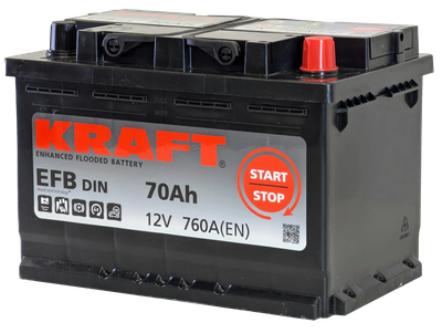 Автомобильный аккумулятор KrafT EFB 70 R / EFB-L3
