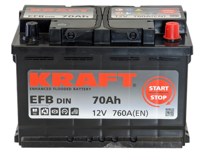 Автомобильный аккумулятор KrafT EFB 70 R / EFB-L3