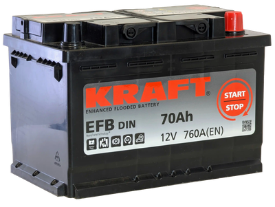 Автомобильный аккумулятор KrafT EFB 70 R / EFB-L3